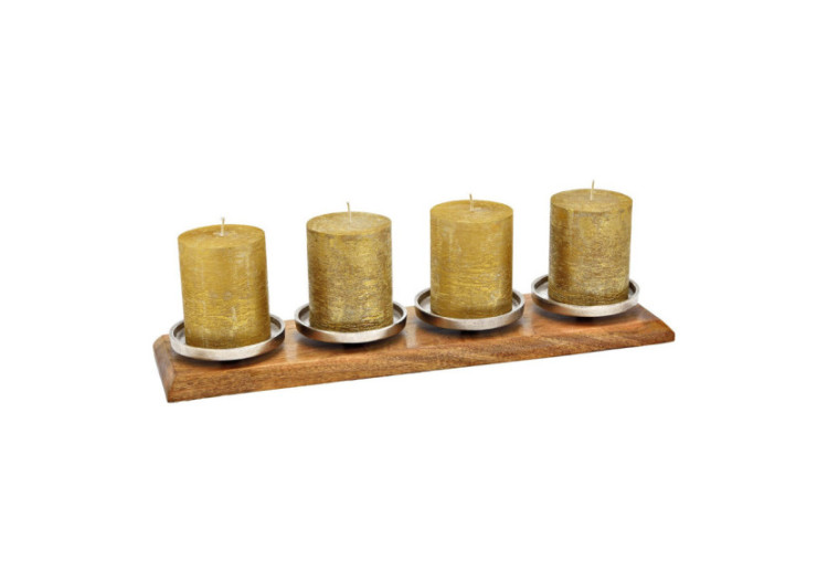 Centre de Table Advent - Métal/Mangue Argent 61x5x17cm - 10034333 - WURM