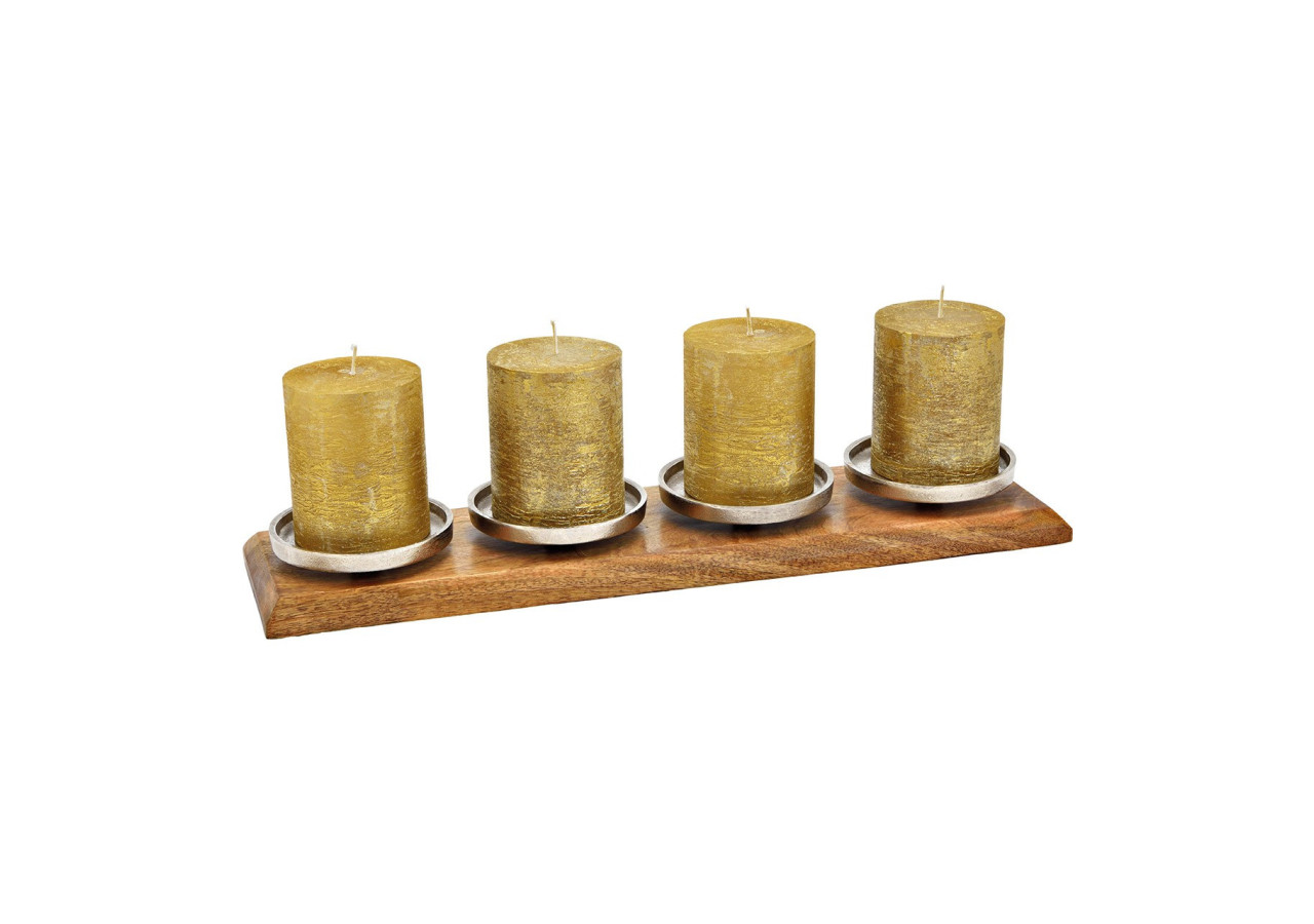 Centre de Table Advent - Métal/Mangue Argent 61x5x17cm - 10034333 - WURM