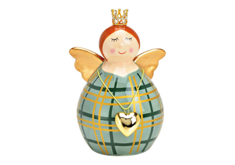 Anges en céramique - Décoration verte 13x18x10cm - 10034466 - WURM