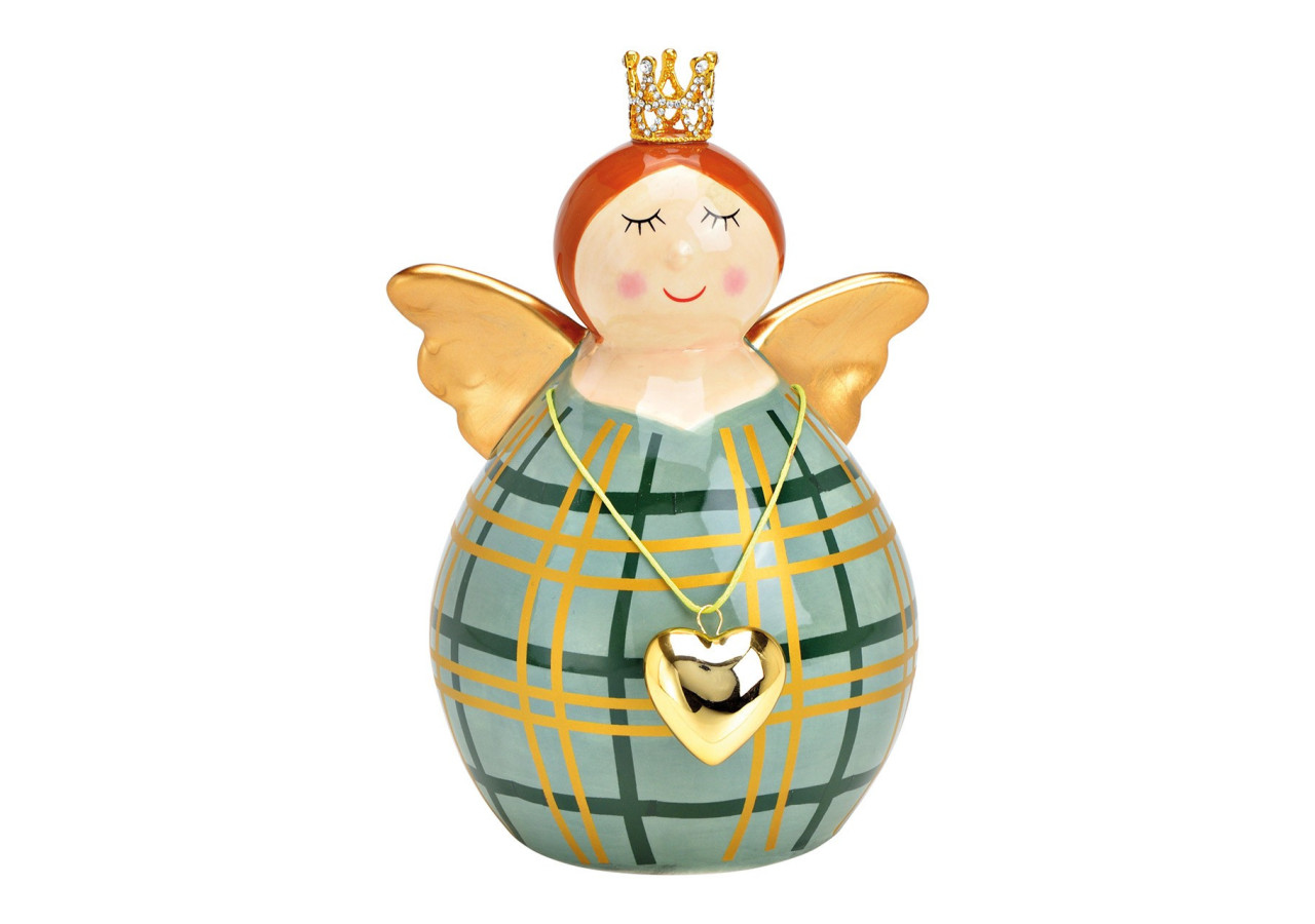 Anges en céramique - Décoration verte 13x18x10cm - 10034466 - WURM