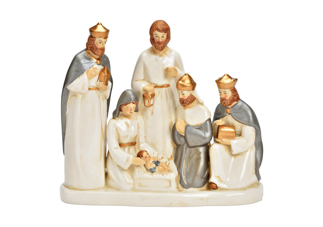 Scène de crèche en porcelaine - Blanche et grise 22x19x7cm - 10034544 - WURM