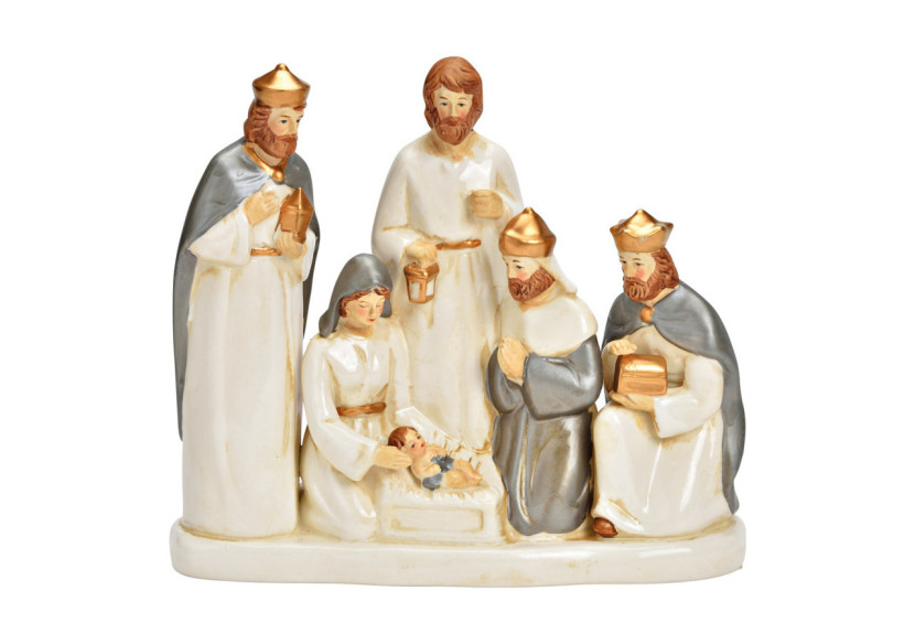 Scène de crèche en porcelaine - Blanche et grise 22x19x7cm - 10034544 - WURM