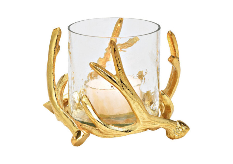 Lanterne en forme de ramure - Métal et verre doré 15x10x15cm - 10034698 - WURM