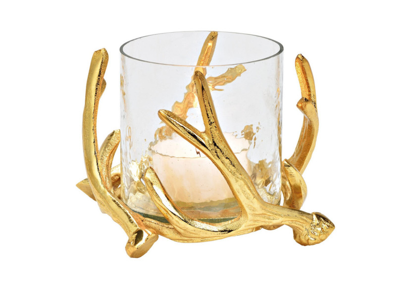 Lanterne en forme de ramure - Métal et verre doré 15x10x15cm - 10034698 - WURM