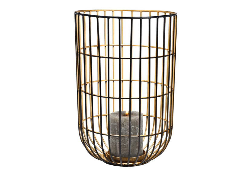 Lanterne en Métal Noir et Or - Kerzenhalter 20x30x20cm - 10034778 - WURM