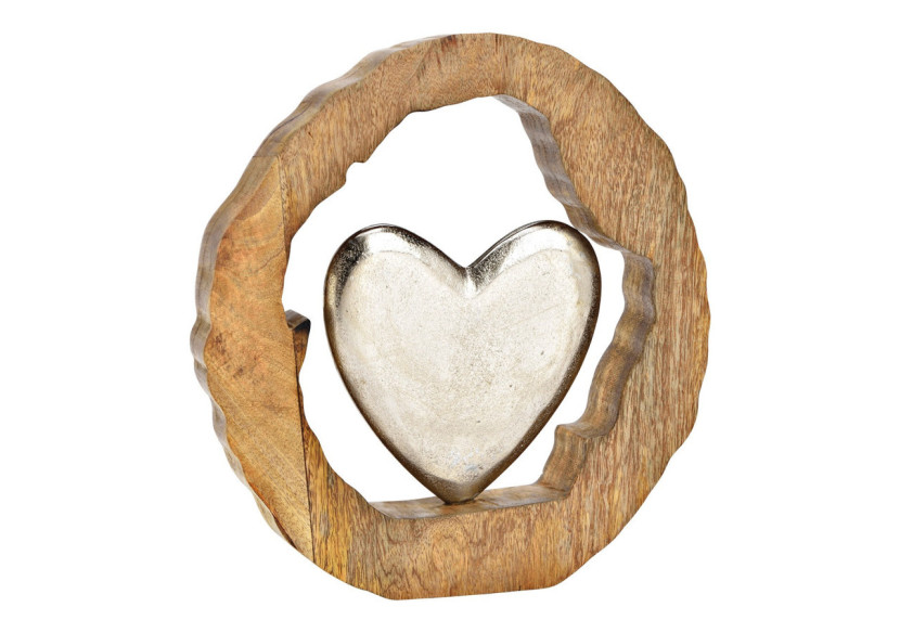 Porte-photo en forme de cœur en mangue - 28x29x5 cm, cadre en métal argenté - 10034867 - WURM