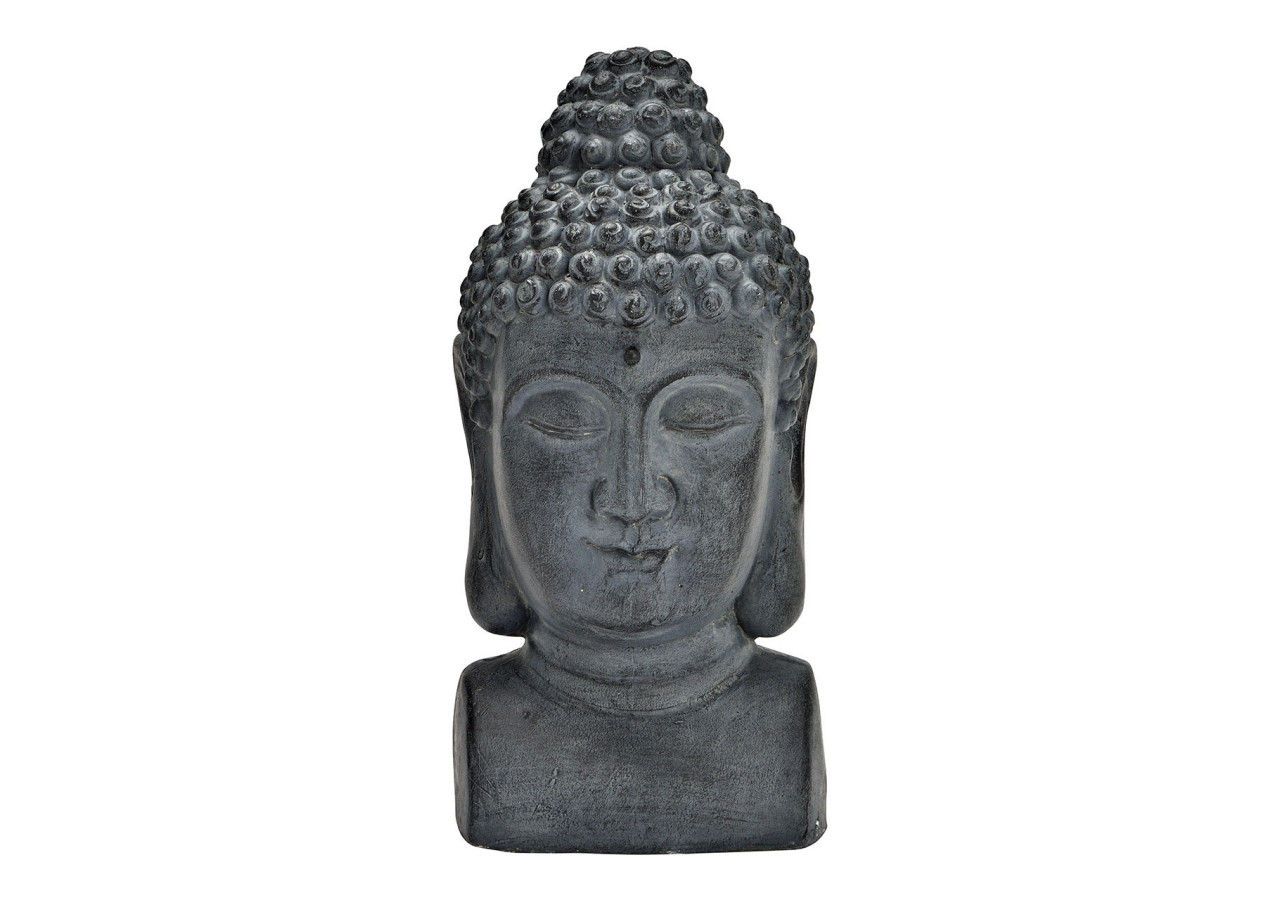 Tête de Bouddha en poly - Élégance grise 15x31x16cm - 10035066 - WURM