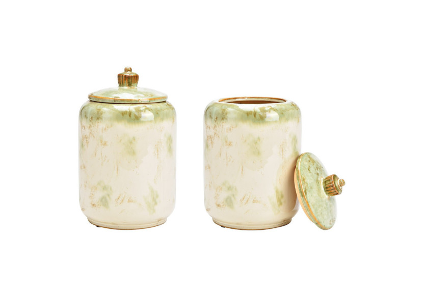 Boîte décorative en céramique crème et verte - 17x27x17cm - 10035226 - WURM