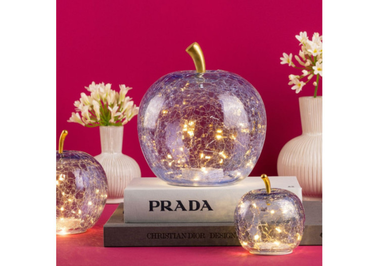 Pomme LED avec timer - Verre lilas 16x17x16cm - 10035239 - WURM 2