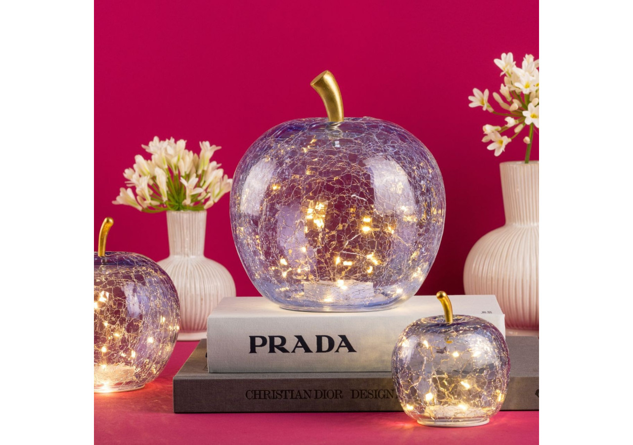 Pomme LED avec timer - Verre lilas 22x24x22cm - 10035240 - WURM