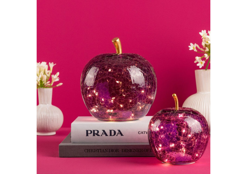 Pomme LED avec timer - Verre violet foncé 16x17x16cm - 10035246 - WURM