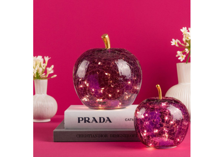 Pomme LED avec timer - Verre violet foncé 22x24x22cm - 10035249 - WURM 2