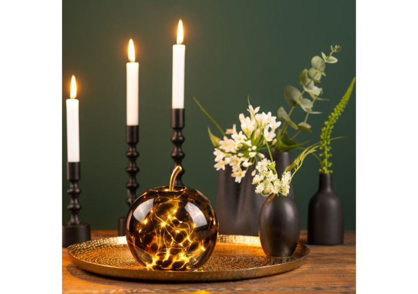 Pomme lumineuse en verre - LED 20 avec minuterie 6/18, marron 16x17x16cm - 10035335 - WURM