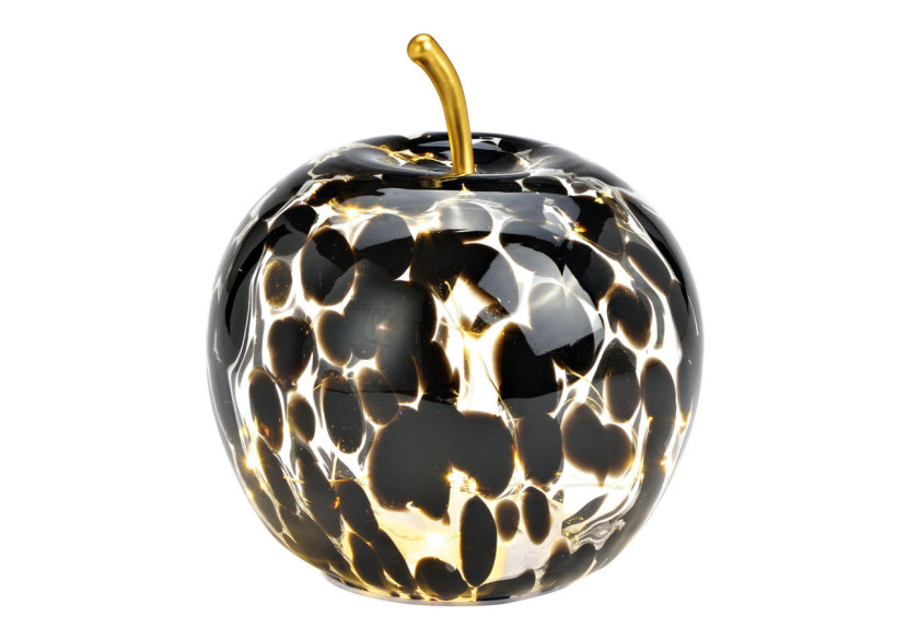 Pomme lumineuse en verre - LED 20 avec minuterie 6/18, noir 16x17x16cm - 10035336 - WURM