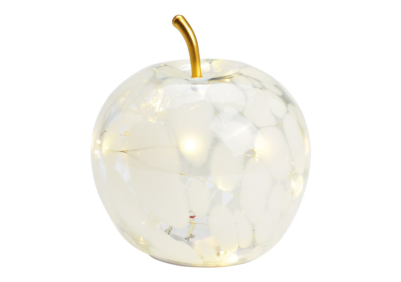 Pomme lumineuse en verre - LED 20 avec minuterie 6/18, blanche 16x17x16cm - 10035337 - WURM