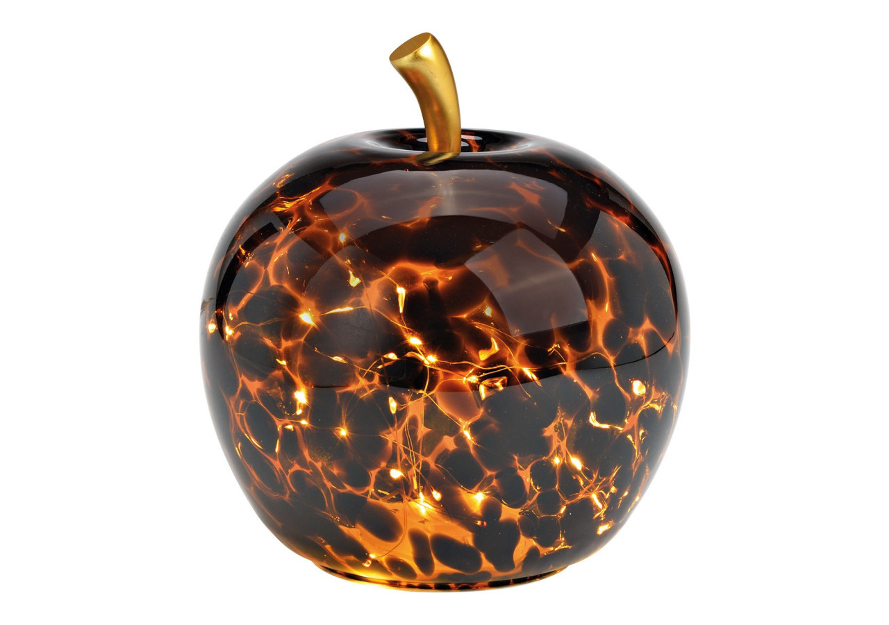 Pomme lumineuse en verre - LED 30 avec minuterie 6/18, marron 22x24x22cm - 10035338 - WURM