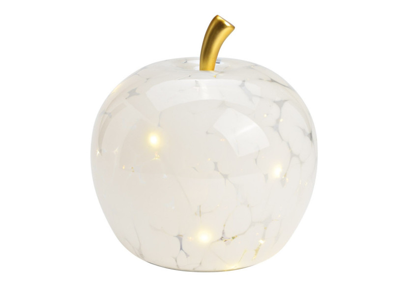 Pomme lumineuse en verre - LED 30 avec minuterie 6/18, blanche 22x24x22cm - 10035341 - WURM