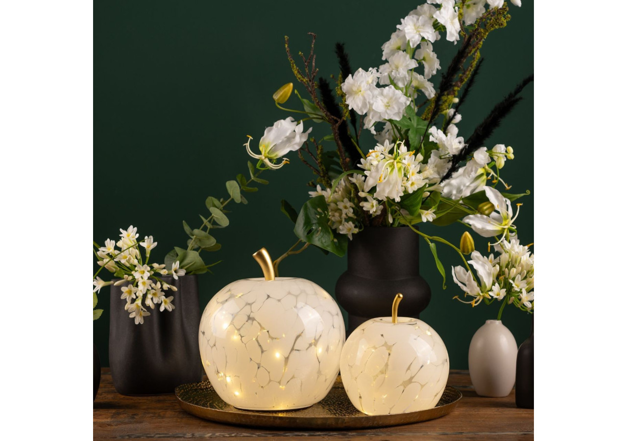 Pomme lumineuse en verre - LED 30 avec minuterie 6/18, blanche 22x24x22cm - 10035341 - WURM