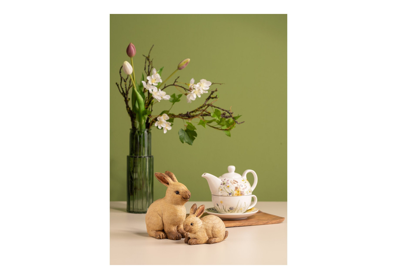 Set de théière - Décor lapin en porcelaine blanche 3 pièces 15x16x15cm - 10035356 - WURM