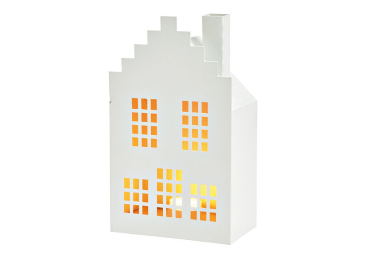 Lanterne en métal - Blanche en forme de maison 15x25x9cm - 10035368 - WURM
