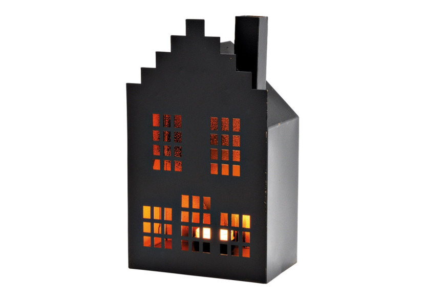 Lanterne en métal - Noire en forme de maison 15x25x9cm - 10035369 - WURM