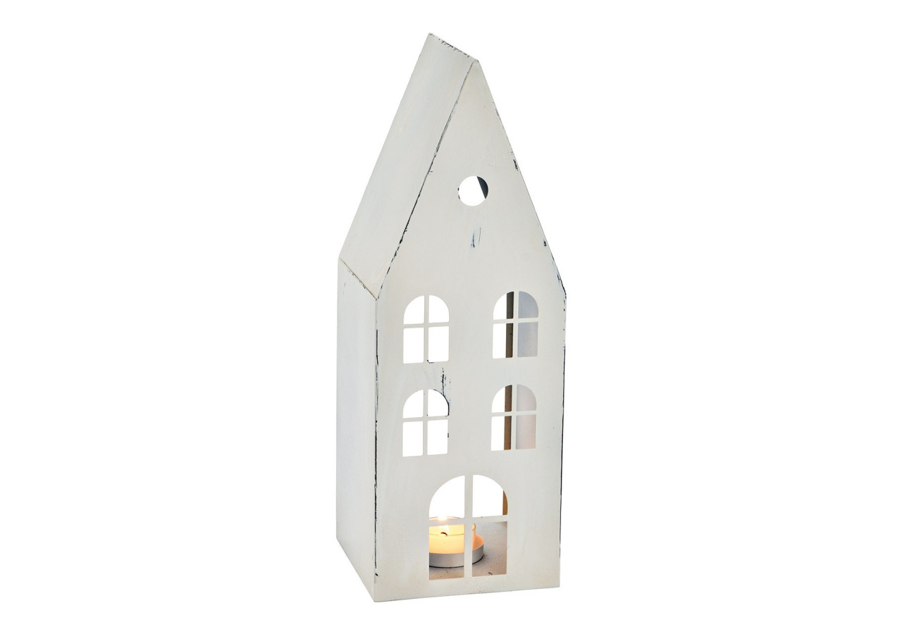 Lanterne en métal - Maison blanche, dimensions 12x34x12cm - 10035509 - WURM