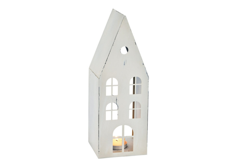 Lanterne en métal - Maison blanche, dimensions 12x34x12cm - 10035509 - WURM