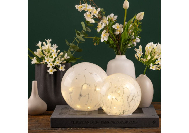 Lumière sphérique avec LED et minuterie - Verre blanc 15cm - 10035586 - WURM 2