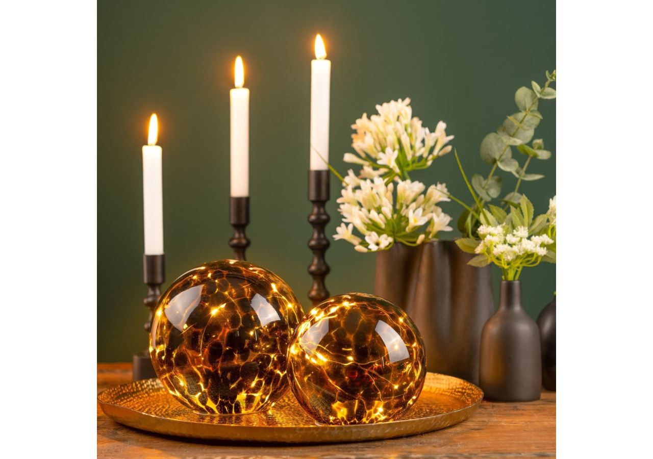 Lumière sphérique avec LED et minuterie - Verre brun 15cm - 10035589 - WURM