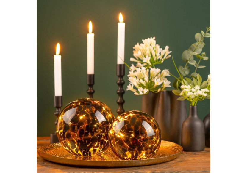 Lumière sphérique avec LED et minuterie - Verre brun 15cm - 10035589 - WURM