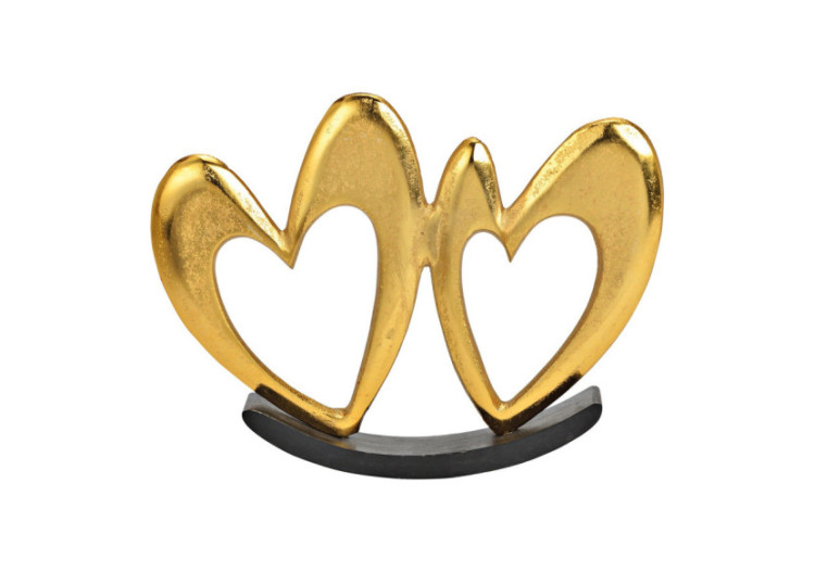 Support cœur balançoire sur socle en métal - Or/Noir 23x18x3cm - 10035785 - WURM