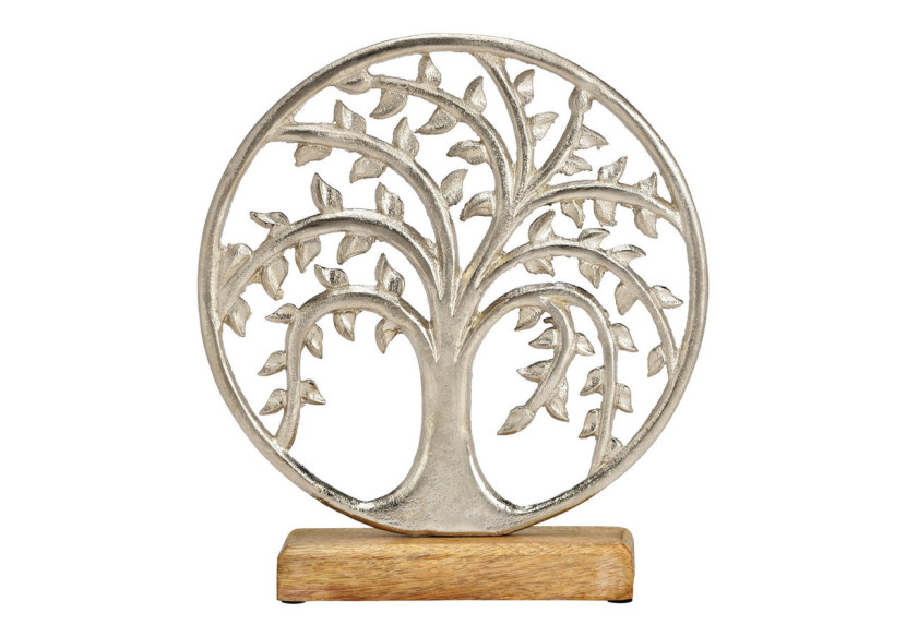 Panneau décoratif arbre - Métal sur socle en mangue, 24 x 26 x 4cm - 10035969 - WURM