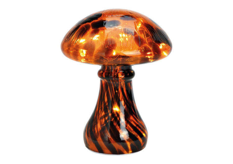Champignon LED avec minuterie - Verre marron, 13 x 18 x 13cm - 10035995 - WURM