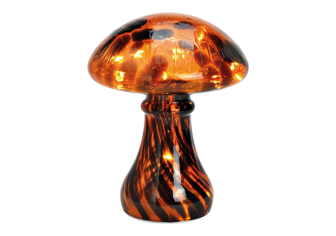 Champignon LED avec minuterie - Verre marron, 13 x 18 x 13cm - 10035995 - WURM