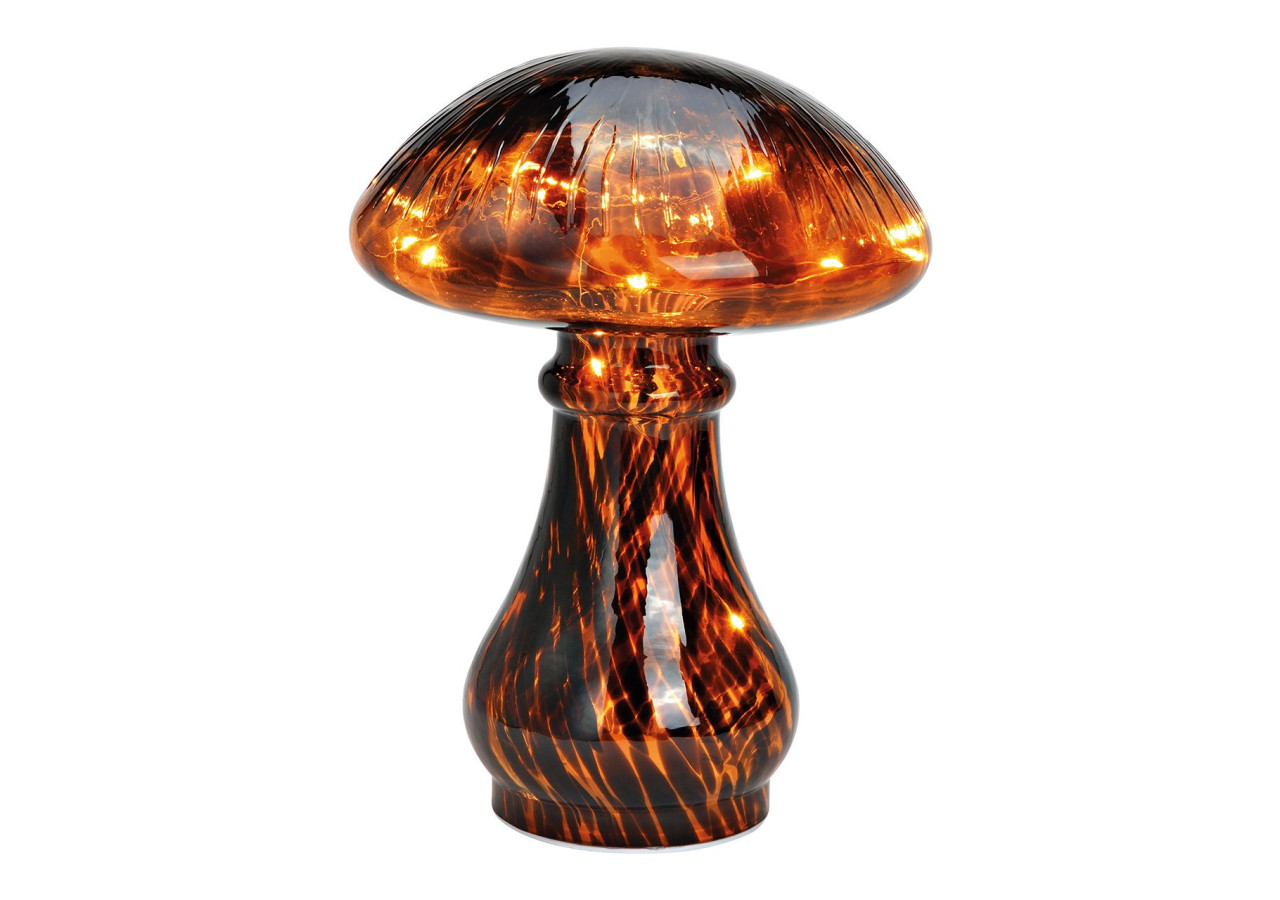 Champignon en verre avec LED - 20 lumières, minuterie 6/18, dimensions 18x25x18cm - 10035996 - WURM