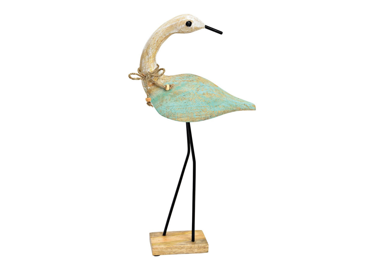 Figurine de cigogne en bois de mangue - Naturel et vert, dimensions 21x42x7cm - 10036023 - WURM