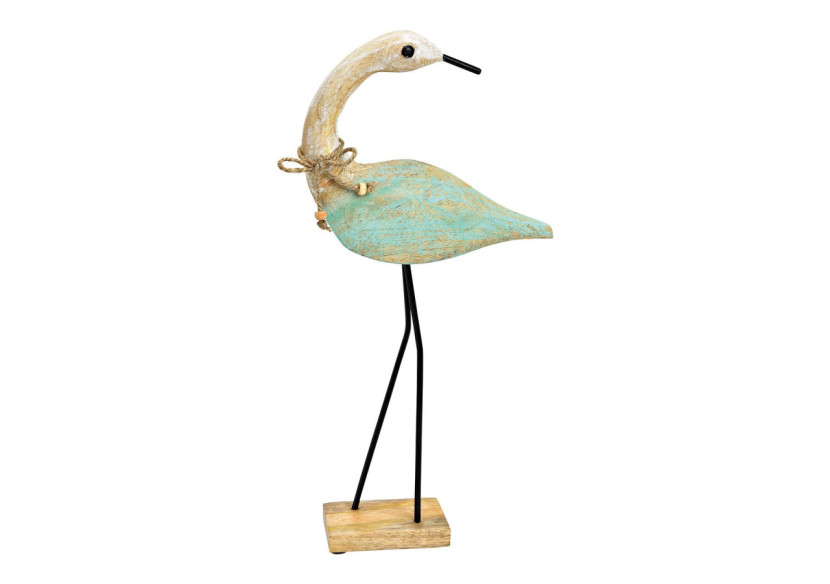 Figurine de cigogne en bois de mangue - Naturel et vert, dimensions 21x42x7cm - 10036023 - WURM