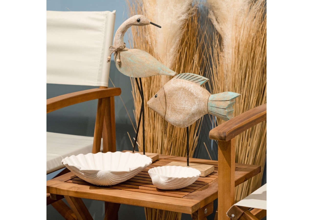 Figurine de cigogne en bois de mangue - Naturel et vert, dimensions 21x42x7cm - 10036023 - WURM