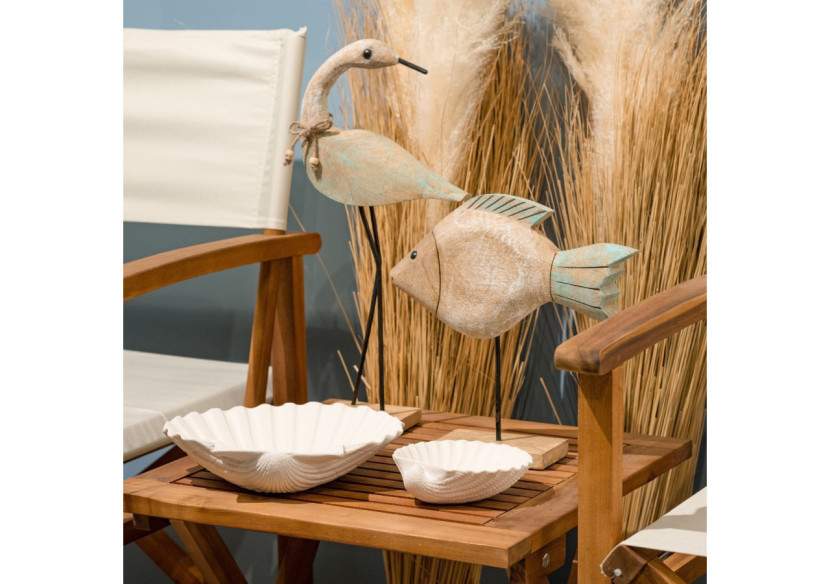 Figurine de cigogne en bois de mangue - Naturel et vert, dimensions 21x42x7cm - 10036023 - WURM