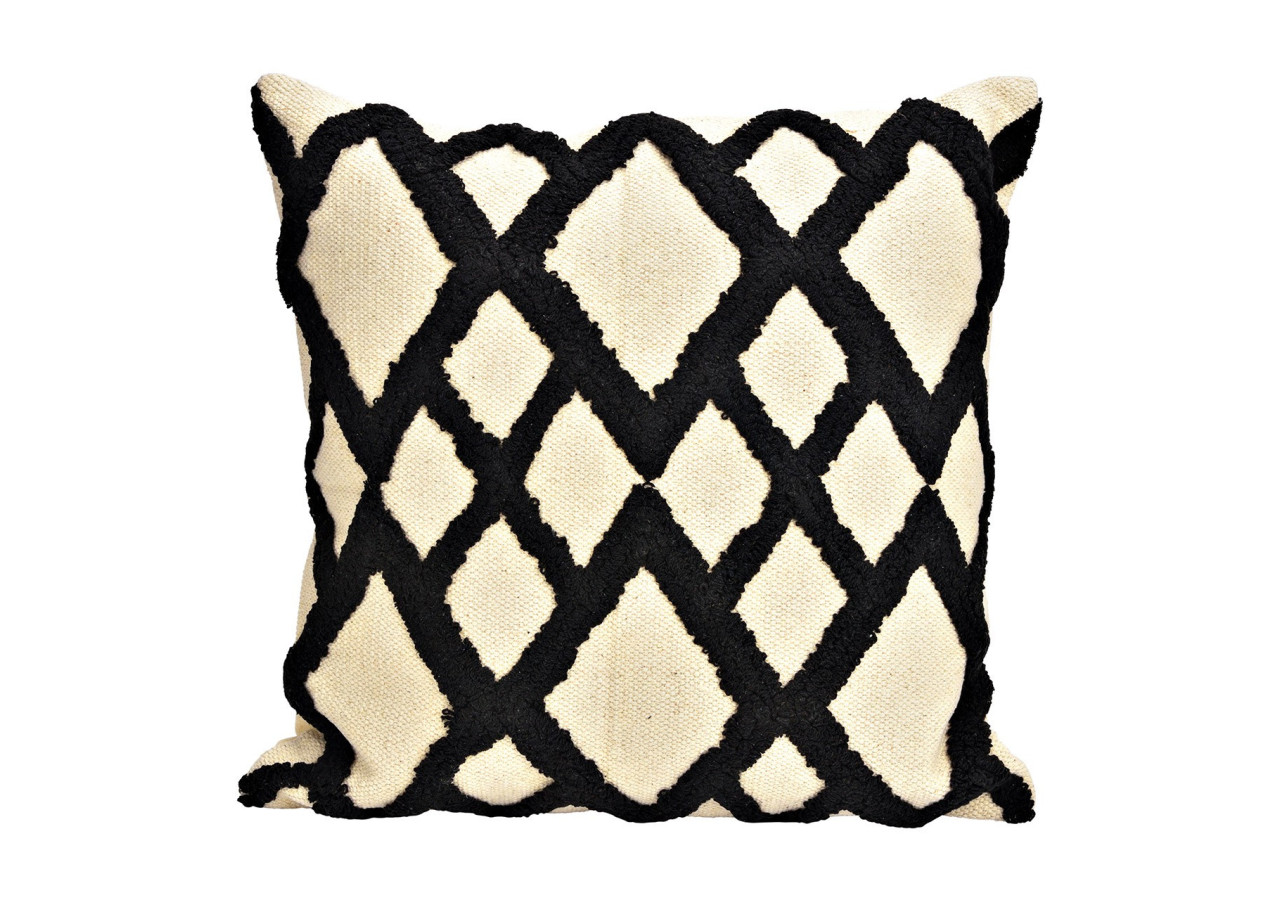 Coussin Textil Beige et Noir - 50 x 50 x 10 cm - 10036030 - WURM