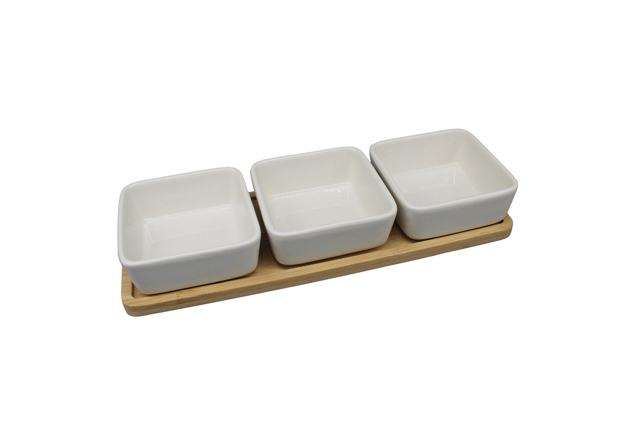 Set de 4 Tapas en Bambou et Céramique - Dimensions 28x5x10cm - 10036472 - WURM