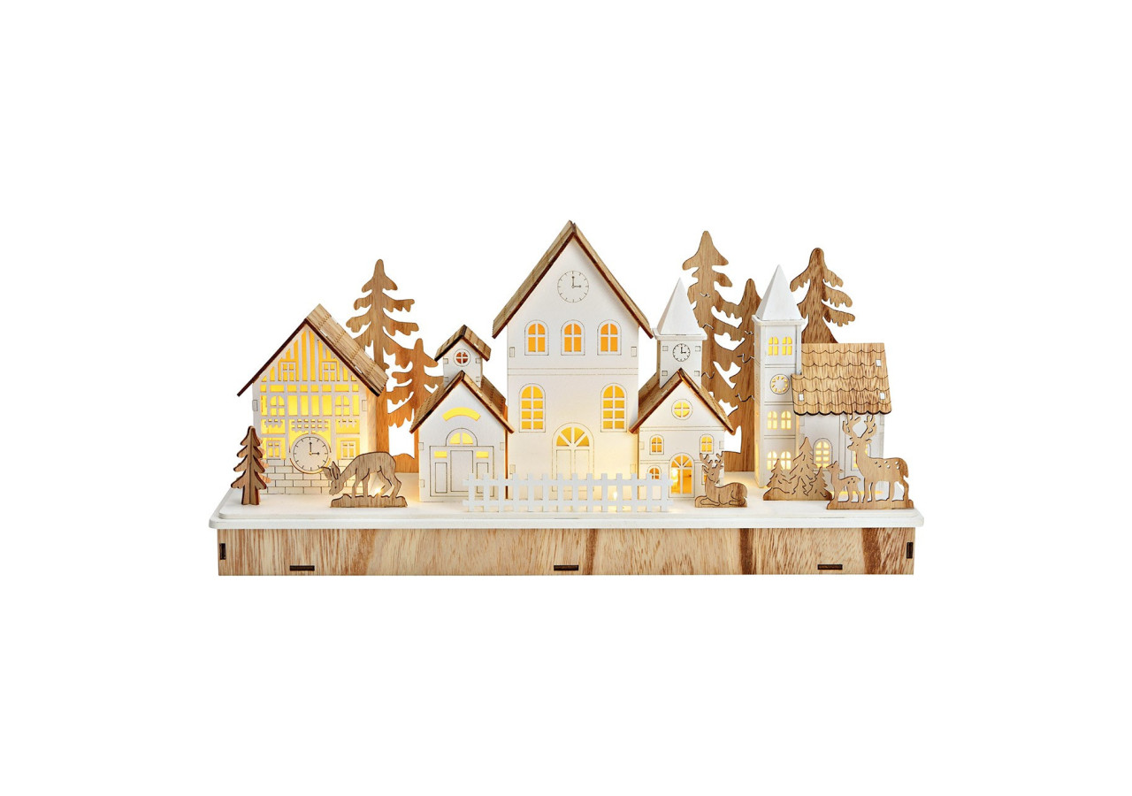 Scène d'Hiver avec LED - Bois de tilleul 44x21x13cm - 10036564 - WURM