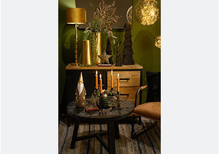 Père Noël avec LED - Céramique Brun et Or 11x36x10cm - 10036728 - WURM 2