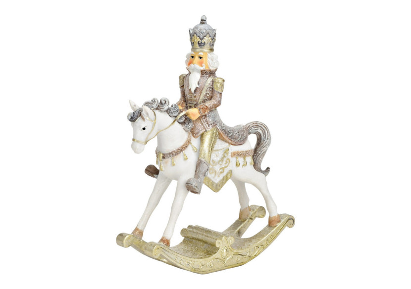 Cheval à Bascule avec Casse-Noisette - Poly Blanc et Beige 14x19x5cm - 10036805 - WURM
