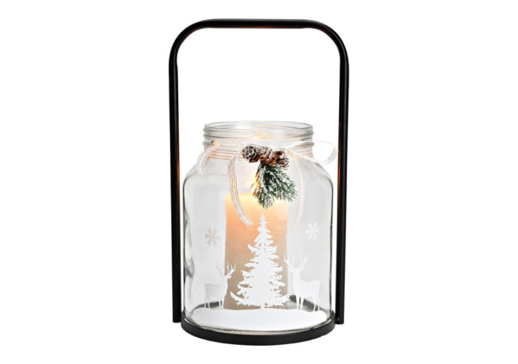 Lanterne Tannen Décor - Verre et Métal Transparent Noir 19x32x17cm - 10036815 - WURM