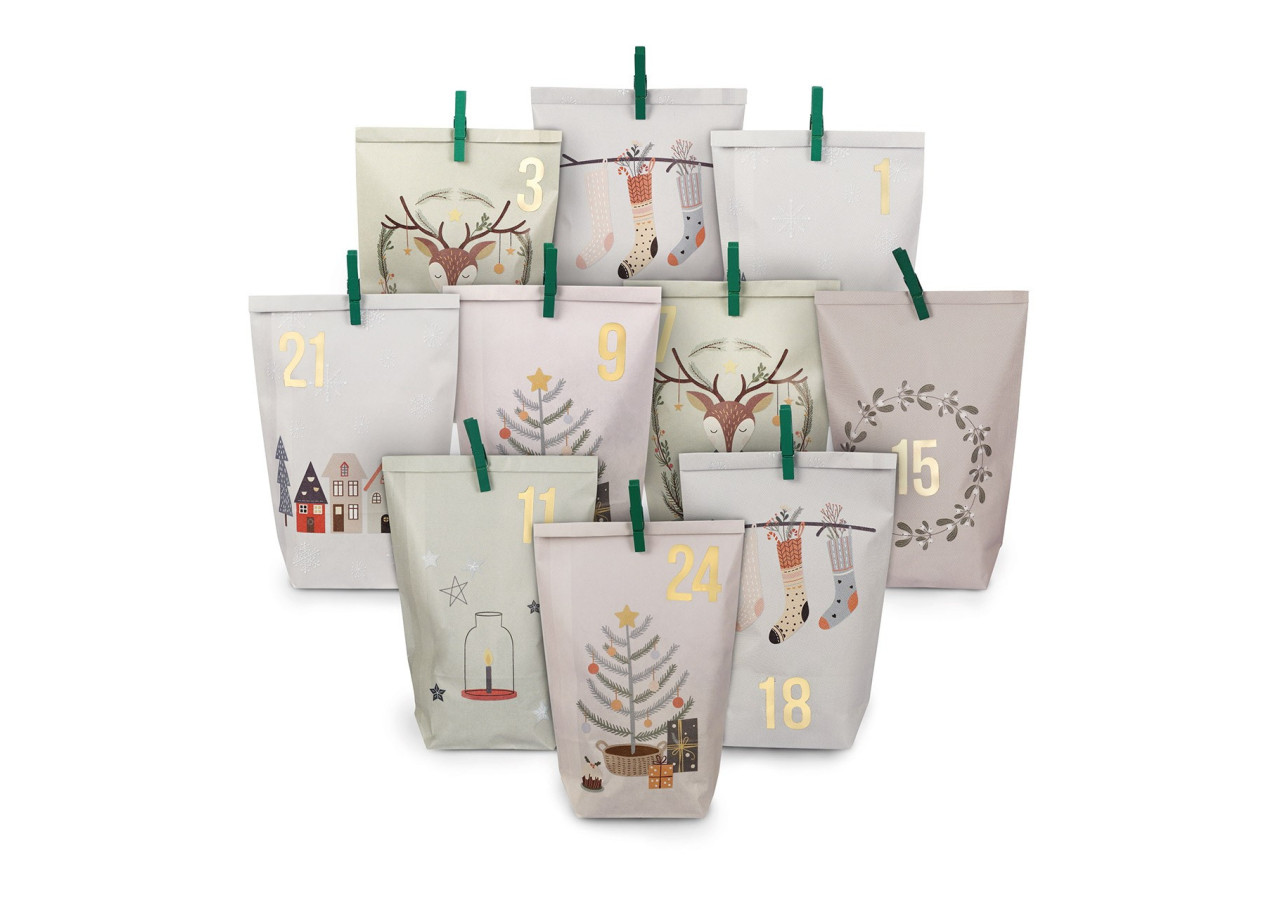 Calendrier de l'Avent - Motifs de Noël en papier pastel 24 pochettes - 10036914 - WURM