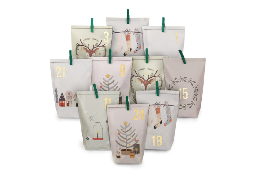 Calendrier de l'Avent - Motifs de Noël en papier pastel 24 pochettes - 10036914 - WURM