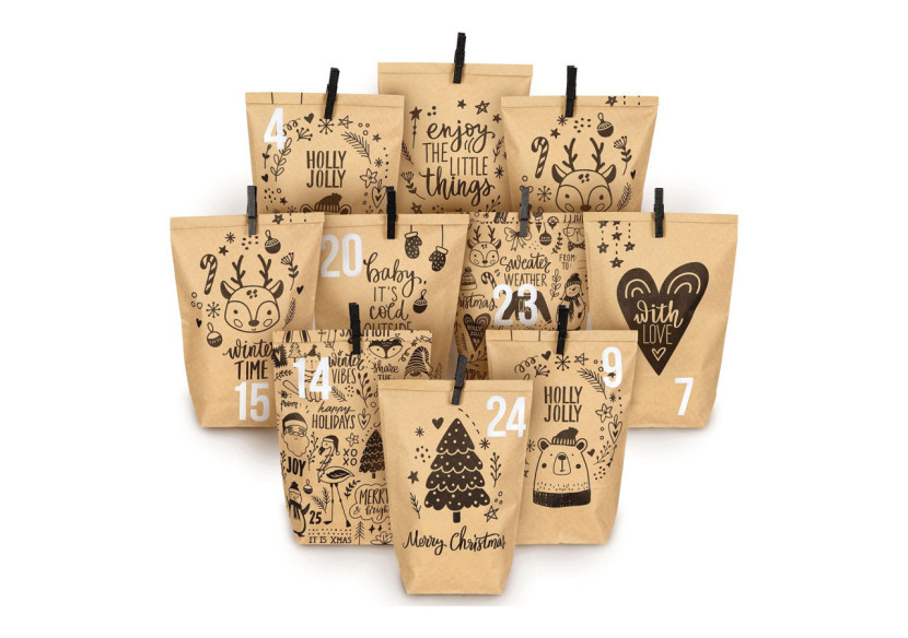 Calendrier de l'Avent - Motifs d'enfants en papier et bois 24 pochettes - 10036915 - WURM