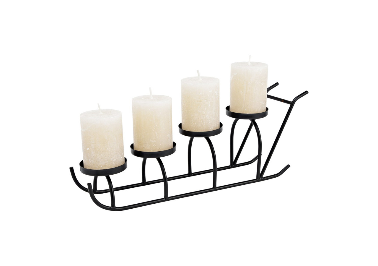 Centre de table de Noël - Support à bougies en métal noir - 10036964 - WURM