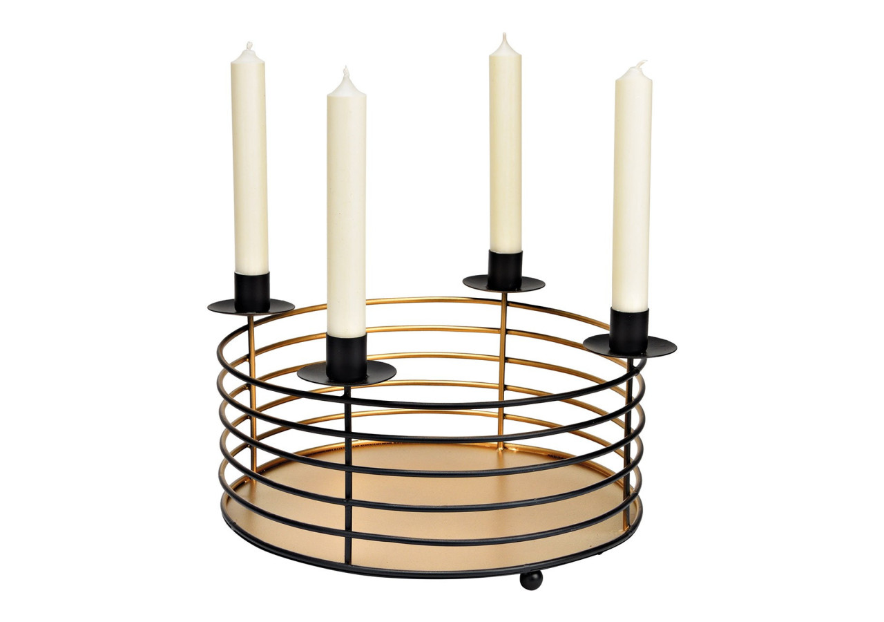 Centre de table de Noël - Support à bougies en métal noir compact - 10036971 - WURM